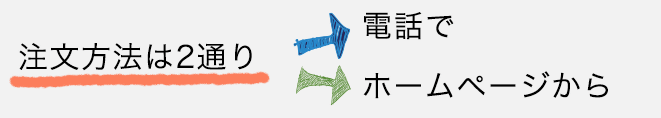 注文方法は、電話からとホームページから